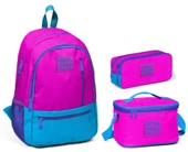 Coral High Sport Pembe-Mavi İlkokul,Ortaokul ve Günlük Sırt Çantası Seti - 1
