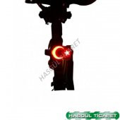 Hsgl Bisiklet Stop Lambası Ay Yıldızlı USB Şarjlı Arka Işık Led - 4