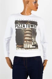 Pisa Kulesi Unisex Pamuklu Slim Fit Sweatshirt Small thumbnail 6