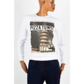 Pisa Kulesi Unisex Pamuklu Slim Fit Sweatshirt Small thumbnail 3