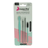 Nascita Profesyonel Pratik Yüz Bakım Seti - 2 Li Akne Aparatı Kaş Usturası Maskara Fırçası 4 Lü Set 1 Adet thumbnail 4