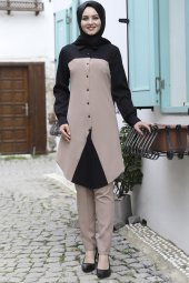 Pantolonlu Tesettür Takım - Vizon - 1