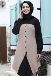 Pantolonlu Tesettür Takım - Vizon - 2