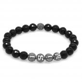 Nipora Fasetalı Oniks Metal Kombinli Kişiye Özel İsim Yazılı Küre Kesim Doğaltaş Bileklik thumbnail 1