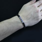 Nipora Fasetalı Oniks Metal Kombinli Kişiye Özel İsim Yazılı Küre Kesim Doğaltaş Bileklik thumbnail 3