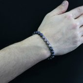 Nipora Hematit Metal Kombinli Kişiye Özel İsim Yazılı Küre Kesim Doğaltaş Bileklik - 5