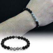 Nipora Oniks Metal Kombinli Kişiye Özel İsim Yazılı Küre Kesim Doğaltaş Bileklik thumbnail 2