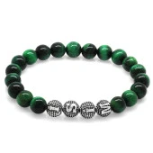 Nipora Yeşil Kaplangözü Metal Kombinli Kişiye Özel İsim Yazılı Küre Kesim Doğaltaş Bileklik thumbnail 1