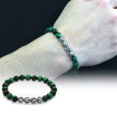 Nipora Yeşil Kaplangözü Metal Kombinli Kişiye Özel İsim Yazılı Küre Kesim Doğaltaş Bileklik thumbnail 2