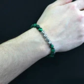 Nipora Yeşil Kaplangözü Metal Kombinli Kişiye Özel İsim Yazılı Küre Kesim Doğaltaş Bileklik thumbnail 3