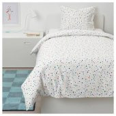 Tek Kişilik Çocuk Nevresim Takımı IKEA Beyaz Çok Renkli Puantiyeli Modern 150x200/50x60 cm - 2