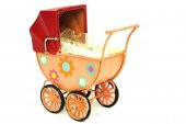 Dekoratif Metal Bebek Arabası Biblo Vintage Hediyelik thumbnail 1