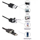 Endoskop 3 in 1 Yılan Kamera USB Micro Usb Type-C 5M Sert Kablo - 3