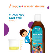 Vitago Kids Balık Yağı Omega 3, Vitamin A, D3, E, K2 İçeren Şurup - 5