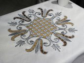 Lale Nakışlı Fiskos Krem Gri 100x100 Cm thumbnail 2