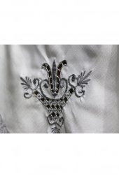 Lale Nakışlı Fiskos Krem Gri 100x100 Cm thumbnail 7