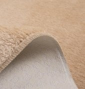 My Evilla Modern Dekoratif Halı Jel Kaymaz Taban Peluş Bej Saçaklı Oval Paspas Takımı 60x100 - 3
