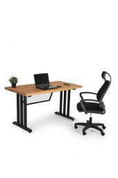 140x70 Doğal Ahşap Kütük Ofis Çalışma Masası 3 Kollu Mızrak Ayak - 1