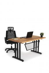 140x70 Doğal Ahşap Kütük Ofis Çalışma Masası 3 Kollu Mızrak Ayak - 2