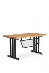 140x70 Doğal Ahşap Kütük Ofis Çalışma Masası 3 Kollu Mızrak Ayak - 4