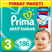 Prima Bebek Bezi Aktif Bebek 3 Beden 6-10 Kg 3*62 186 Adet - 1