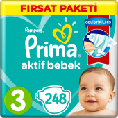 Prima Bebek Bezi Aktif Bebek 3 Beden 6-10 Kg 4*62 248 Adet thumbnail 1