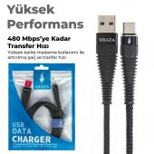 SHAZA USB TYPE-C PD 5A 100W Örgülü Hızlı Şarj ve Data Kablosu 2 Metre - 6