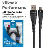 Shaza Usb Micro 5A 100W Örgülü Hızlı Şarj Ve Data Kablosu 2 Metre - 6