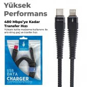 Shaza Apple İphone Lightning To Type-C Pd 5A 100W Örgülü Hızlı Şarj Ve Data Kablosu 3 Metre - 6