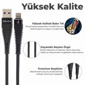 SHAZA Apple iPhone Lightning 5A 100 W Örgülü Hızlı Şarj ve Data Kablosu 3 Metre - 5