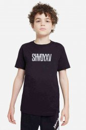 SHVDYXV Logo Baskılı Unisex Çocuk Siyah Tshirt - 1