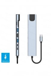 Shaza 8in1 USB Type-C Hub Port Adaptör HDMI USB Ethernet PD Girişli - 3