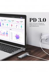 Shaza 8in1 USB Type-C Hub Port Adaptör HDMI USB Ethernet PD Girişli - 4