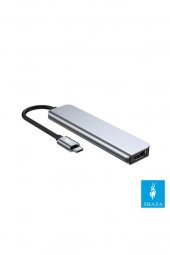 Shaza 6in1 USB Type-C Hub Port Adaptör HDMI SD KART USB PD Girişli - 4