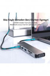 Shaza 6in1 USB Type-C Hub Port Adaptör HDMI SD KART USB PD Girişli - 6