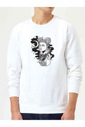 Scorpio Queen Baskılı Beyaz Erkek Sweatshirt - 1