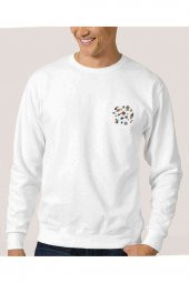Uzay Astronomi Göğüs Baskılı Beyaz Erkek Sweatshirt - 1