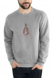 Stranger Things 11 Eleven Millie Bobby Baskılı Gri Erkek Sweatshirt - 1