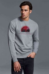 Visit Lucky Landing Baskılı Gri Erkek Sweatshirt - 1