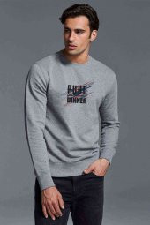 Pubg Playerunknowns Chicken Dinners Baskılı Gri Erkek Sweatshirt - 1