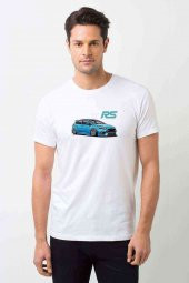 Ford Focus RS Baskılı Beyaz Erkek Tshirt - 1