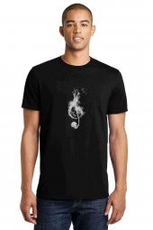 Sol Anahtarı Baskılı Siyah Erkek Tshirt - 1