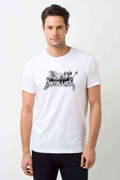 Metallica Baskılı Beyaz Erkek Tshirt - 1