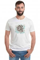 Graffiti Letter Baskılı Beyaz Erkek Tshirt - 1