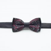 Bordo Şal Desenli Çocuk Papyon - 1