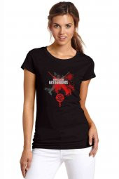 Pubg Kırmızı Tava Baskılı Siyah Kadın Tshirt - 1