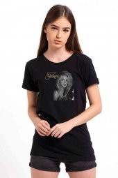 Shakira Baskılı Siyah Kadın Tshirt - 1