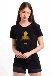 The Walking Dead Baskılı Siyah Kadın Tshirt - 1