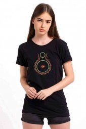 Lord Of The Rings Eye Baskılı Siyah Kadın Tshirt - 1