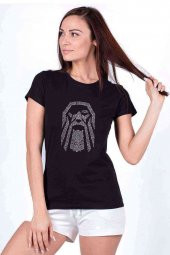 Odin Vikings Vintage Baskılı Siyah Kadın Tshirt - 1